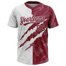 Load image into Gallery viewer, Custom Graffiti Pattern Crimson-White 3D Scratch Two-Button Unisex Softball Jersey