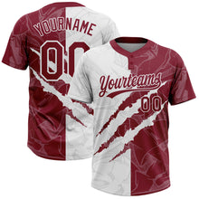 Load image into Gallery viewer, Custom Graffiti Pattern Crimson-White 3D Scratch Two-Button Unisex Softball Jersey