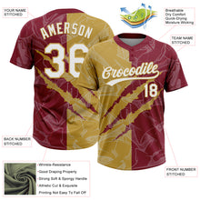 Load image into Gallery viewer, Custom Graffiti Pattern White Crimson-Old Gold 3D Scratch Two-Button Unisex Softball Jersey