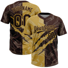 Charger l'image dans la galerie, Custom Graffiti Pattern Brown-Old Gold 3D Scratch Two-Button Unisex Softball Jersey