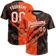 Charger l'image dans la galerie, Custom Graffiti Pattern White Brown-Orange 3D Scratch Two-Button Unisex Softball Jersey