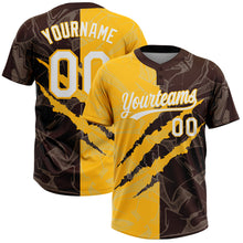 Charger l'image dans la galerie, Custom Graffiti Pattern White Brown-Gold 3D Scratch Two-Button Unisex Softball Jersey