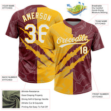 Charger l'image dans la galerie, Custom Graffiti Pattern White Burgundy-Gold 3D Scratch Two-Button Unisex Softball Jersey