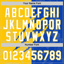 Charger l'image dans la galerie, Custom Graffiti Pattern White Thunder Blue-Yellow 3D Scratch Two-Button Unisex Softball Jersey