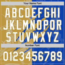 Charger l'image dans la galerie, Custom Graffiti Pattern White Thunder Blue-Old Gold 3D Scratch Two-Button Unisex Softball Jersey