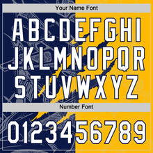 Charger l'image dans la galerie, Custom Graffiti Pattern White Gold-Navy 3D Scratch Two-Button Unisex Softball Jersey