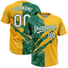 Charger l'image dans la galerie, Custom Graffiti Pattern White Gold-Kelly Green 3D Scratch Two-Button Unisex Softball Jersey