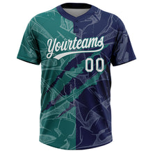 Charger l'image dans la galerie, Custom Graffiti Pattern White Navy-Teal 3D Scratch Two-Button Unisex Softball Jersey