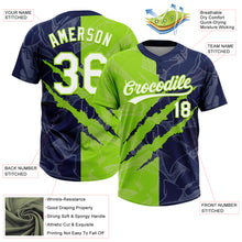 Charger l'image dans la galerie, Custom Graffiti Pattern White Navy-Neon Green 3D Scratch Two-Button Unisex Softball Jersey
