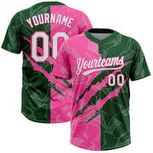 Charger l'image dans la galerie, Custom Graffiti Pattern White Green-Pink 3D Scratch Two-Button Unisex Softball Jersey