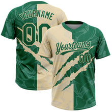 Charger l'image dans la galerie, Custom Graffiti Pattern Kelly Green-Cream 3D Scratch Two-Button Unisex Softball Jersey