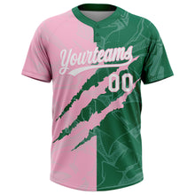Charger l'image dans la galerie, Custom Graffiti Pattern White Kelly Green-Light Pink 3D Scratch Two-Button Unisex Softball Jersey