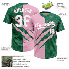 Charger l'image dans la galerie, Custom Graffiti Pattern White Kelly Green-Light Pink 3D Scratch Two-Button Unisex Softball Jersey