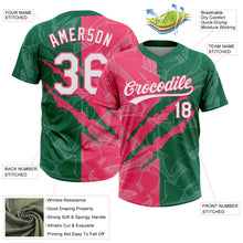 Charger l'image dans la galerie, Custom Graffiti Pattern White Kelly Green-Neon Pink 3D Scratch Two-Button Unisex Softball Jersey