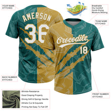 Charger l'image dans la galerie, Custom Graffiti Pattern White Teal-Old Gold 3D Scratch Two-Button Unisex Softball Jersey