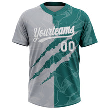 Charger l'image dans la galerie, Custom Graffiti Pattern White Teal-Gray 3D Scratch Two-Button Unisex Softball Jersey
