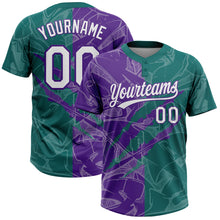 Charger l'image dans la galerie, Custom Graffiti Pattern White Teal-Purple 3D Scratch Two-Button Unisex Softball Jersey