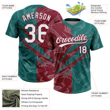 Charger l'image dans la galerie, Custom Graffiti Pattern White Teal-Crimson 3D Scratch Two-Button Unisex Softball Jersey