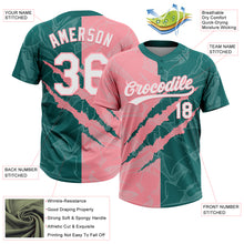 Charger l'image dans la galerie, Custom Graffiti Pattern White Teal-Medium Pink 3D Scratch Two-Button Unisex Softball Jersey