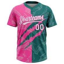 Charger l'image dans la galerie, Custom Graffiti Pattern White Teal-Pink 3D Scratch Two-Button Unisex Softball Jersey