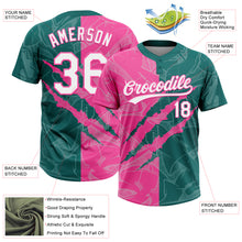 Charger l'image dans la galerie, Custom Graffiti Pattern White Teal-Pink 3D Scratch Two-Button Unisex Softball Jersey