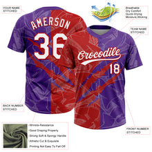 Load image into Gallery viewer, Custom Graffiti Pattern White Purple-Red 3D Scratch Two-Button Unisex Softball Jersey