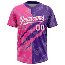 Charger l'image dans la galerie, Custom Graffiti Pattern White Purple-Pink 3D Scratch Two-Button Unisex Softball Jersey