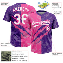Charger l'image dans la galerie, Custom Graffiti Pattern White Purple-Pink 3D Scratch Two-Button Unisex Softball Jersey
