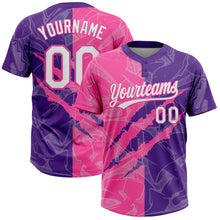 Charger l'image dans la galerie, Custom Graffiti Pattern White Purple-Pink 3D Scratch Two-Button Unisex Softball Jersey