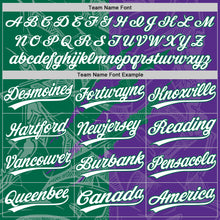 Load image into Gallery viewer, Custom Graffiti Pattern White Purple-Kelly Green 3D Scratch Two-Button Unisex Softball Jersey