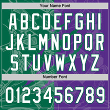 Load image into Gallery viewer, Custom Graffiti Pattern White Purple-Kelly Green 3D Scratch Two-Button Unisex Softball Jersey