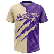 Charger l'image dans la galerie, Custom Graffiti Pattern Purple-Cream 3D Scratch Two-Button Unisex Softball Jersey