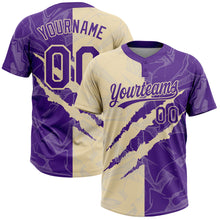 Charger l'image dans la galerie, Custom Graffiti Pattern Purple-Cream 3D Scratch Two-Button Unisex Softball Jersey
