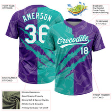 Charger l'image dans la galerie, Custom Graffiti Pattern White Purple-Aqua 3D Scratch Two-Button Unisex Softball Jersey