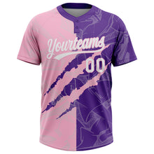 Charger l'image dans la galerie, Custom Graffiti Pattern White Purple-Light Pink 3D Scratch Two-Button Unisex Softball Jersey