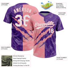 Load image into Gallery viewer, Custom Graffiti Pattern White Purple-Medium Pink 3D Scratch Two-Button Unisex Softball Jersey