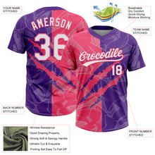 Load image into Gallery viewer, Custom Graffiti Pattern White Purple-Neon Pink 3D Scratch Two-Button Unisex Softball Jersey