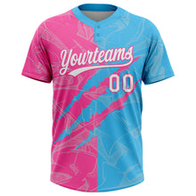 Laden Sie das Bild in den Galerie-Viewer, Custom Graffiti Pattern White Sky Blue-Pink 3D Scratch Two-Button Unisex Softball Jersey