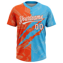 Charger l'image dans la galerie, Custom Graffiti Pattern White Sky Blue-Orange 3D Scratch Two-Button Unisex Softball Jersey