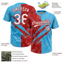 Charger l'image dans la galerie, Custom Graffiti Pattern White Sky Blue-Red 3D Scratch Two-Button Unisex Softball Jersey