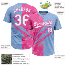 Load image into Gallery viewer, Custom Graffiti Pattern White Light Blue-Pink 3D Scratch Two-Button Unisex Softball Jersey