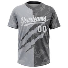 Laden Sie das Bild in den Galerie-Viewer, Custom Graffiti Pattern White Steel Gray-Gray 3D Scratch Two-Button Unisex Softball Jersey