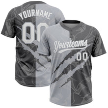 Laden Sie das Bild in den Galerie-Viewer, Custom Graffiti Pattern White Steel Gray-Gray 3D Scratch Two-Button Unisex Softball Jersey