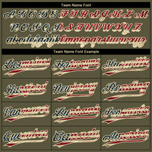 Загрузить изображение в средство просмотра галереи, Custom Olive Vintage USA Flag-Cream Salute To Service Camo Raglan Sleeves Two-Button Unisex Softball Jersey