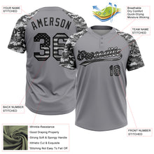 Загрузить изображение в средство просмотра галереи, Custom Gray Vintage USA Flag-Black Salute To Service Camo Raglan Sleeves Two-Button Unisex Softball Jersey
