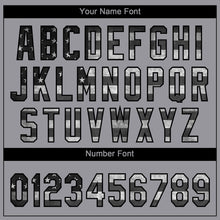 Загрузить изображение в средство просмотра галереи, Custom Gray Vintage USA Flag-Black Salute To Service Camo Raglan Sleeves Two-Button Unisex Softball Jersey