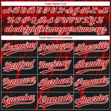 Загрузить изображение в средство просмотра галереи, Custom Black Red-White Distressed Scratch Brush Stroke Star Raglan Sleeves Two-Button Unisex Softball Jersey