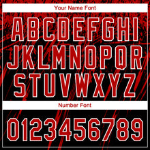 Загрузить изображение в средство просмотра галереи, Custom Black Red-White Distressed Scratch Brush Stroke Star Raglan Sleeves Two-Button Unisex Softball Jersey