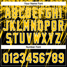 Загрузить изображение в средство просмотра галереи, Custom Black Yellow-White Distressed Scratch Brush Stroke Star Raglan Sleeves Two-Button Unisex Softball Jersey