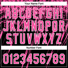 Загрузить изображение в средство просмотра галереи, Custom Black Pink-White Distressed Scratch Brush Stroke Star Raglan Sleeves Two-Button Unisex Softball Jersey